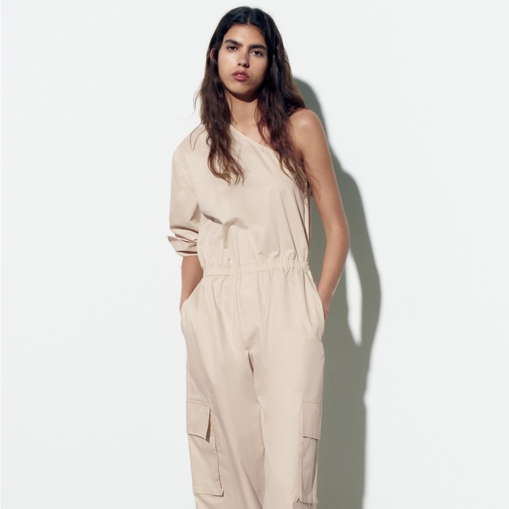 Zara Full Length Asymmetrical Cargo Jumpsuit